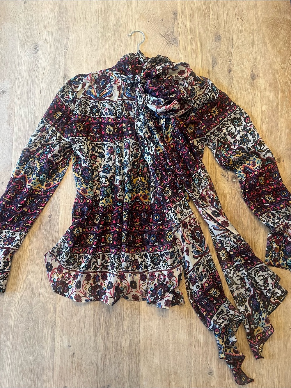 Plein Sud Boho Floral Print Tie-Neck Blouse - Multicolor